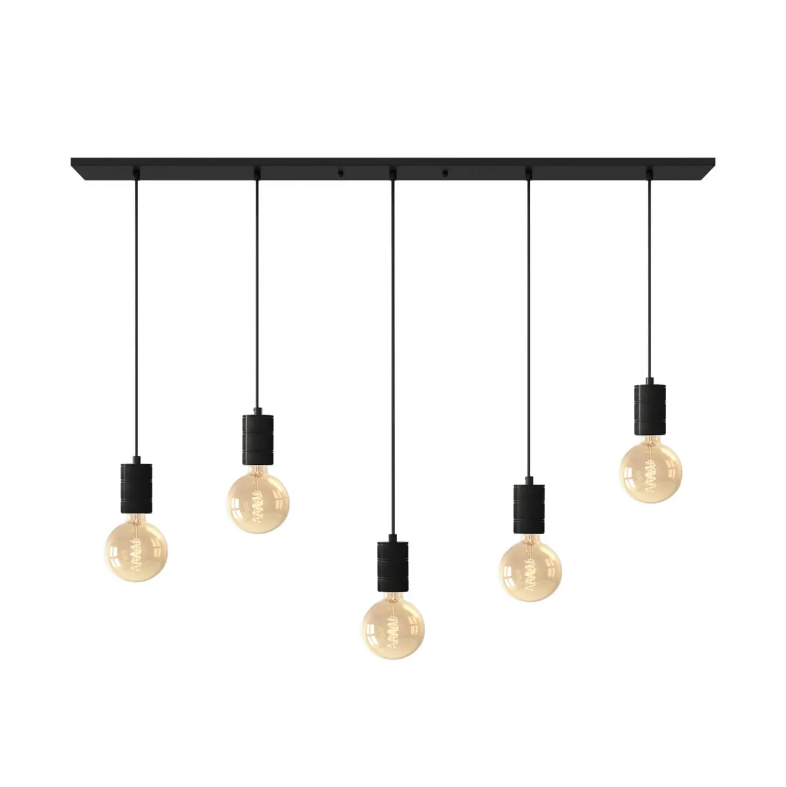 Calex Retro lámpara colgante angular 5 luces negro