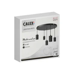 Calex Retro lámpara colgante redondo 5 luces negro