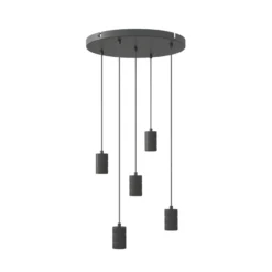 Calex Retro lámpara colgante redondo 5 luces negro