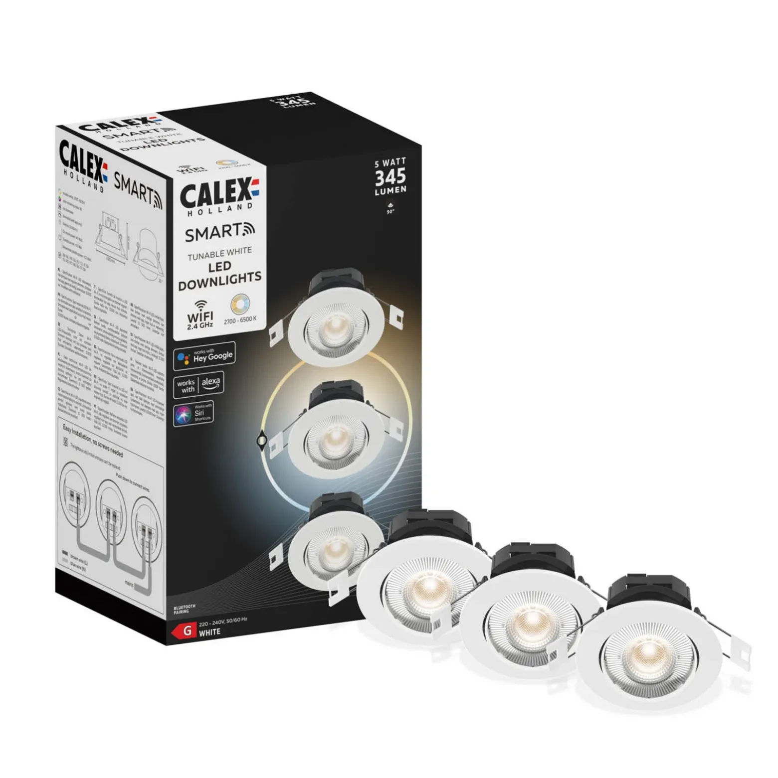Calex Smart downlight lámpara empotrable, CCT blanco 3 unidades