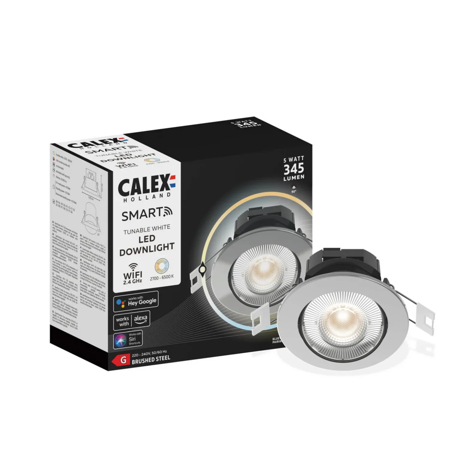 Calex Smart downlight Lámpara de techo empotrable, acero