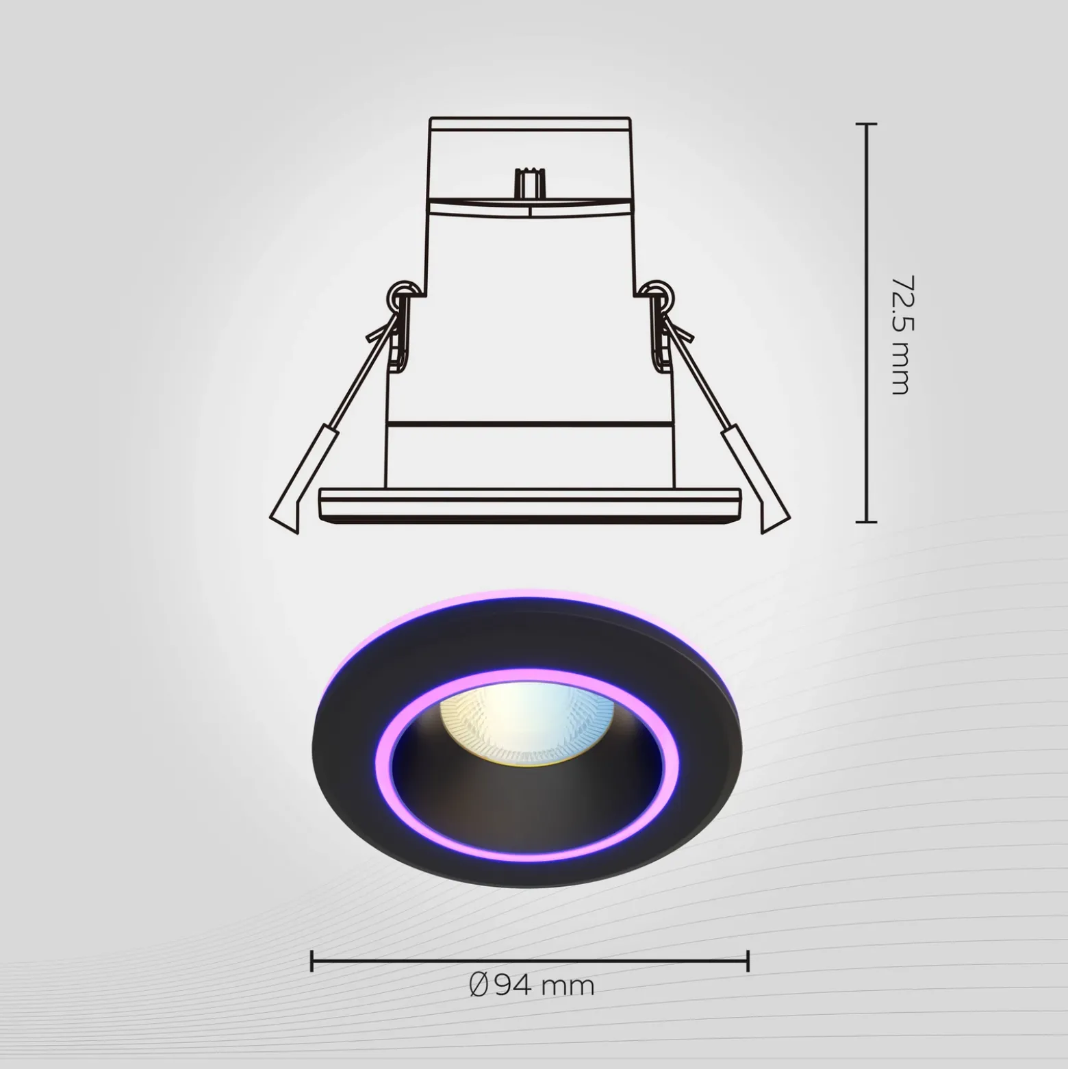 Calex Smart Halo downlight empotrable CCT RGB negro