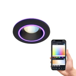 Calex Smart Halo downlight empotrable CCT RGB negro