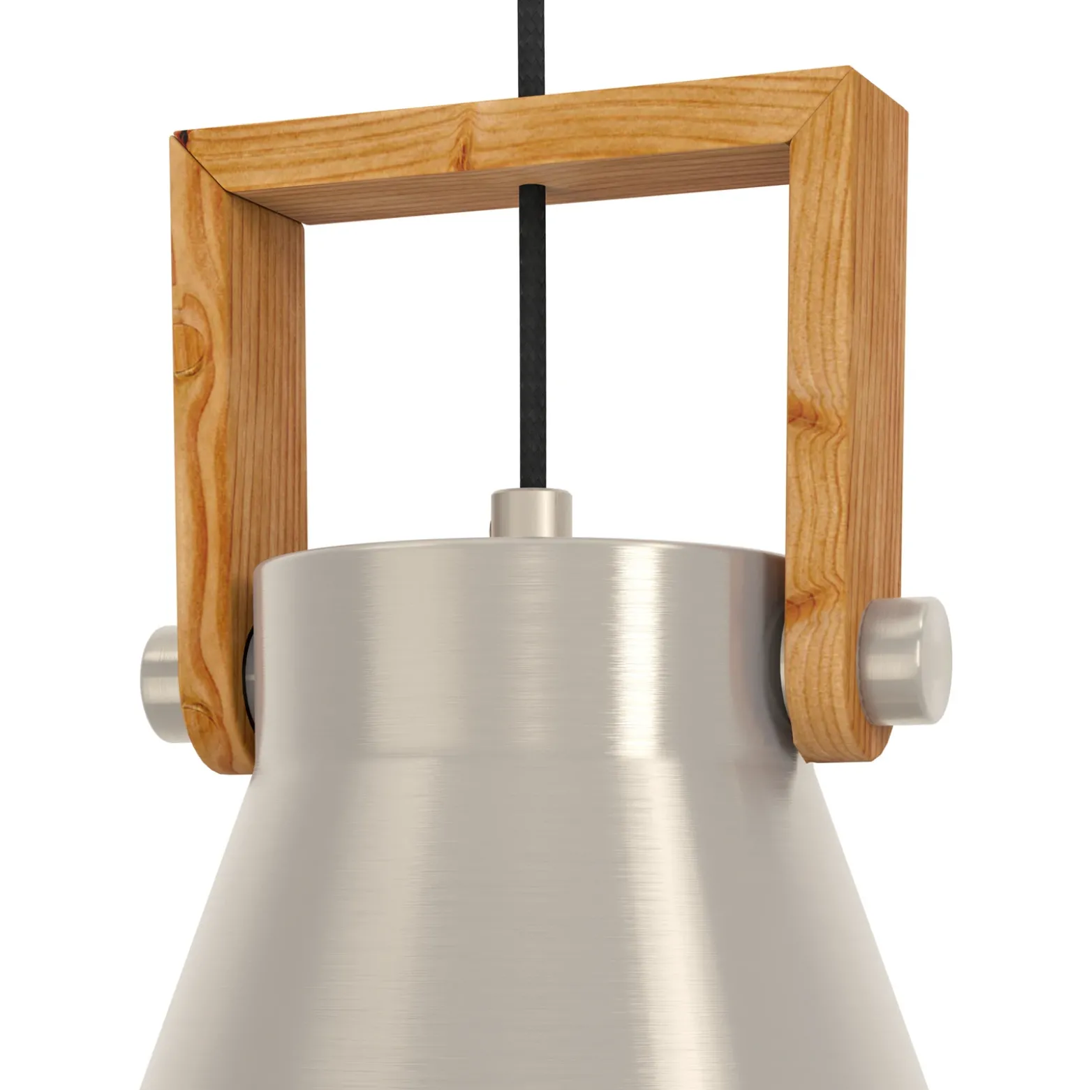 Cawton lámpara colgante, Ø 16 cm, acero/marrón, acero/madera