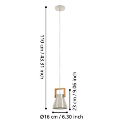 Cawton lámpara colgante, Ø 16 cm, acero/marrón, acero/madera