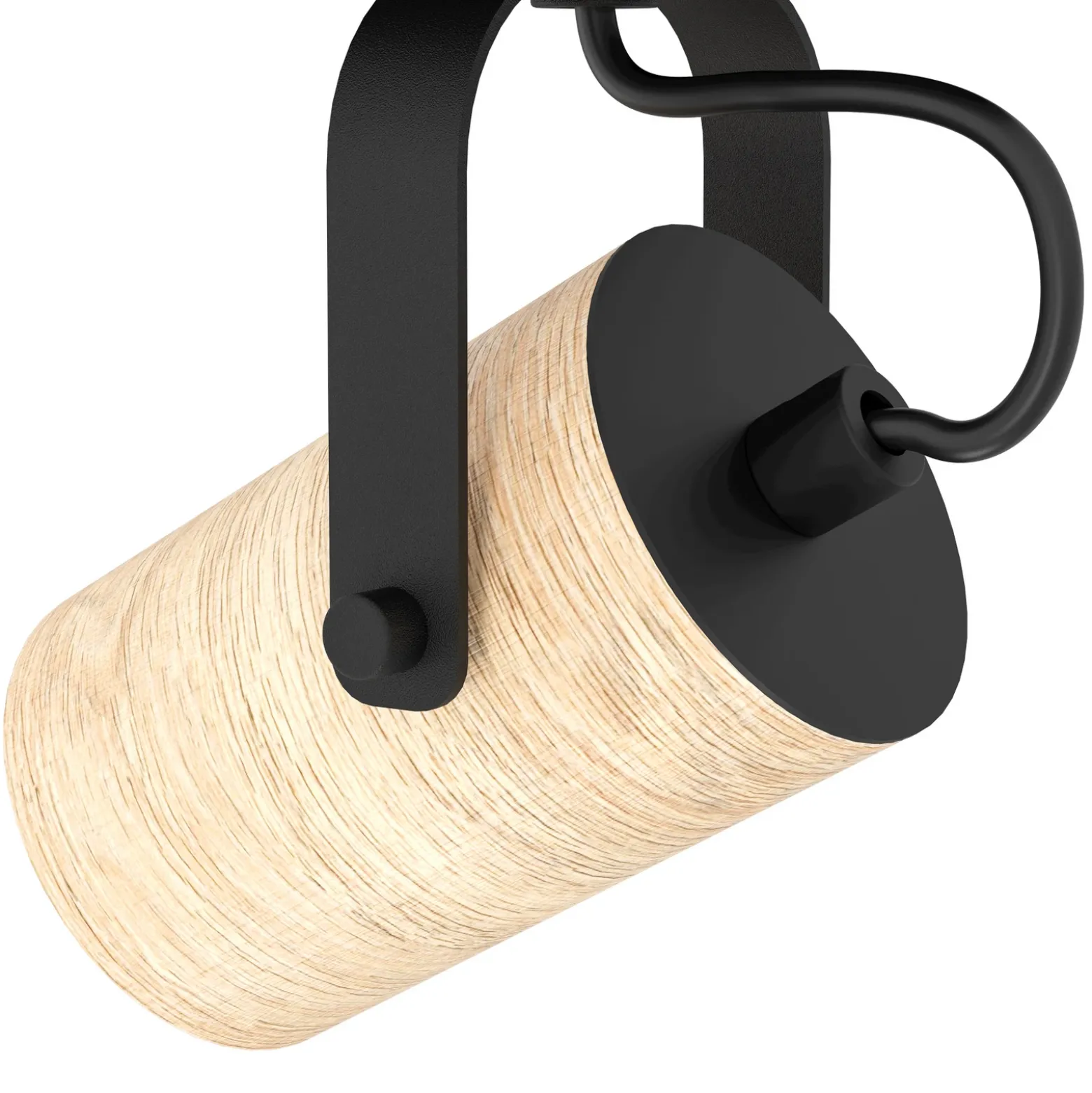 Cayuca downlight de techo, decoración en negro/madera, 4 luces