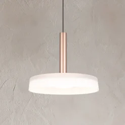 Celeste lámpara colgante LED, blanco/marrón, Ø 22 cm, cristal, atenuable