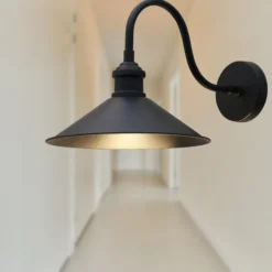 Christer aplique de pared, negro, ancho 24 cm, metal, E27