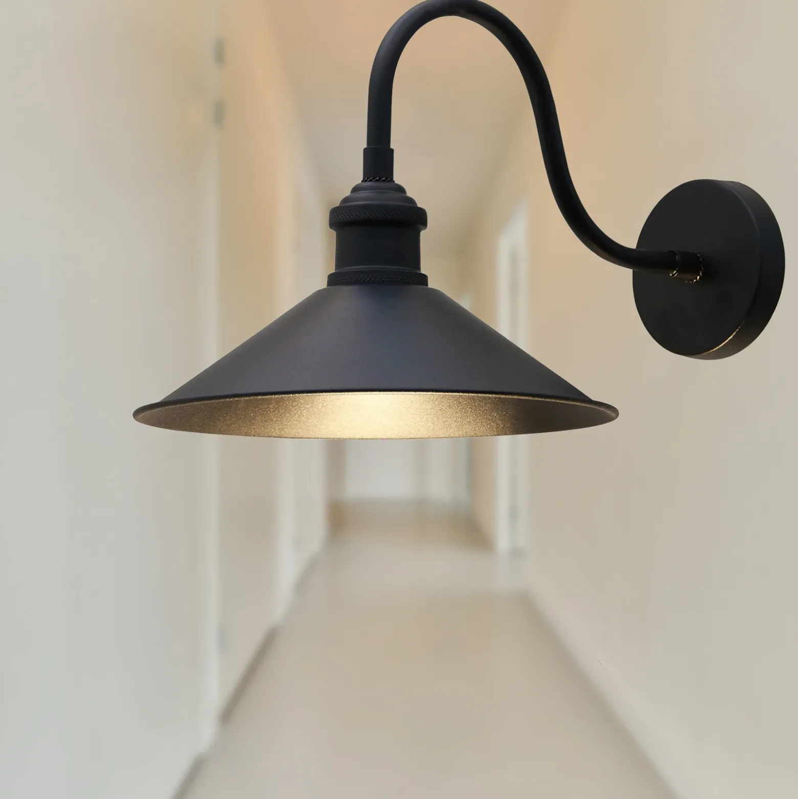 Christer aplique de pared, negro, ancho 24 cm, metal, E27