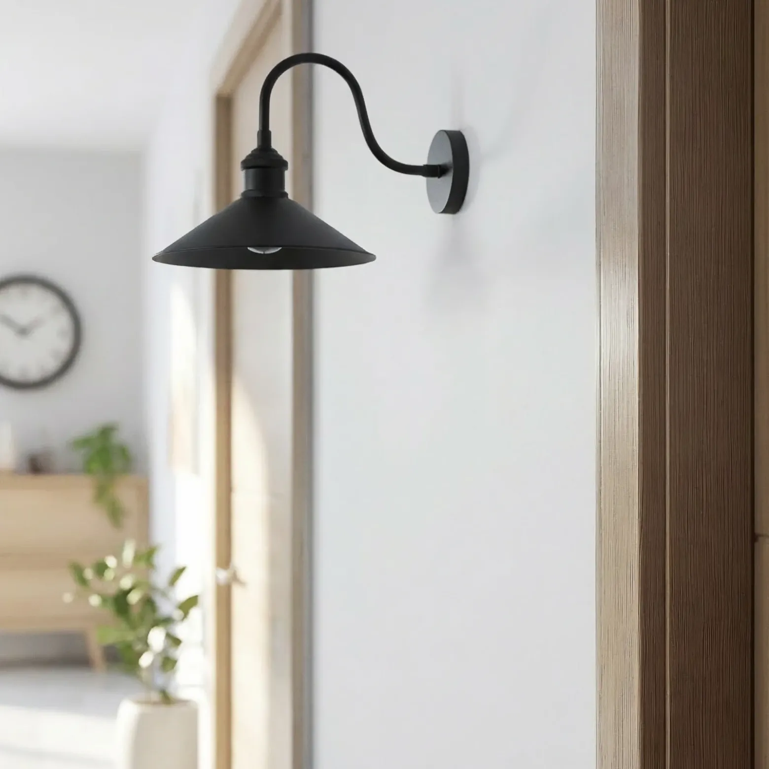 Christer aplique de pared, negro, ancho 24 cm, metal, E27