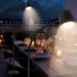 Cielo lámpara de pie LED recargable, negra, regulador táctil, cable USB