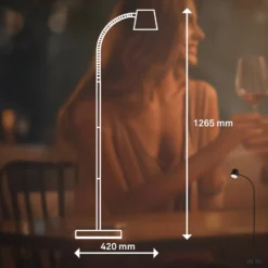 Cielo lámpara de pie LED recargable, negra, regulador táctil, cable USB
