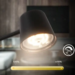Cielo lámpara de pie LED recargable, negra, regulador táctil, cable USB