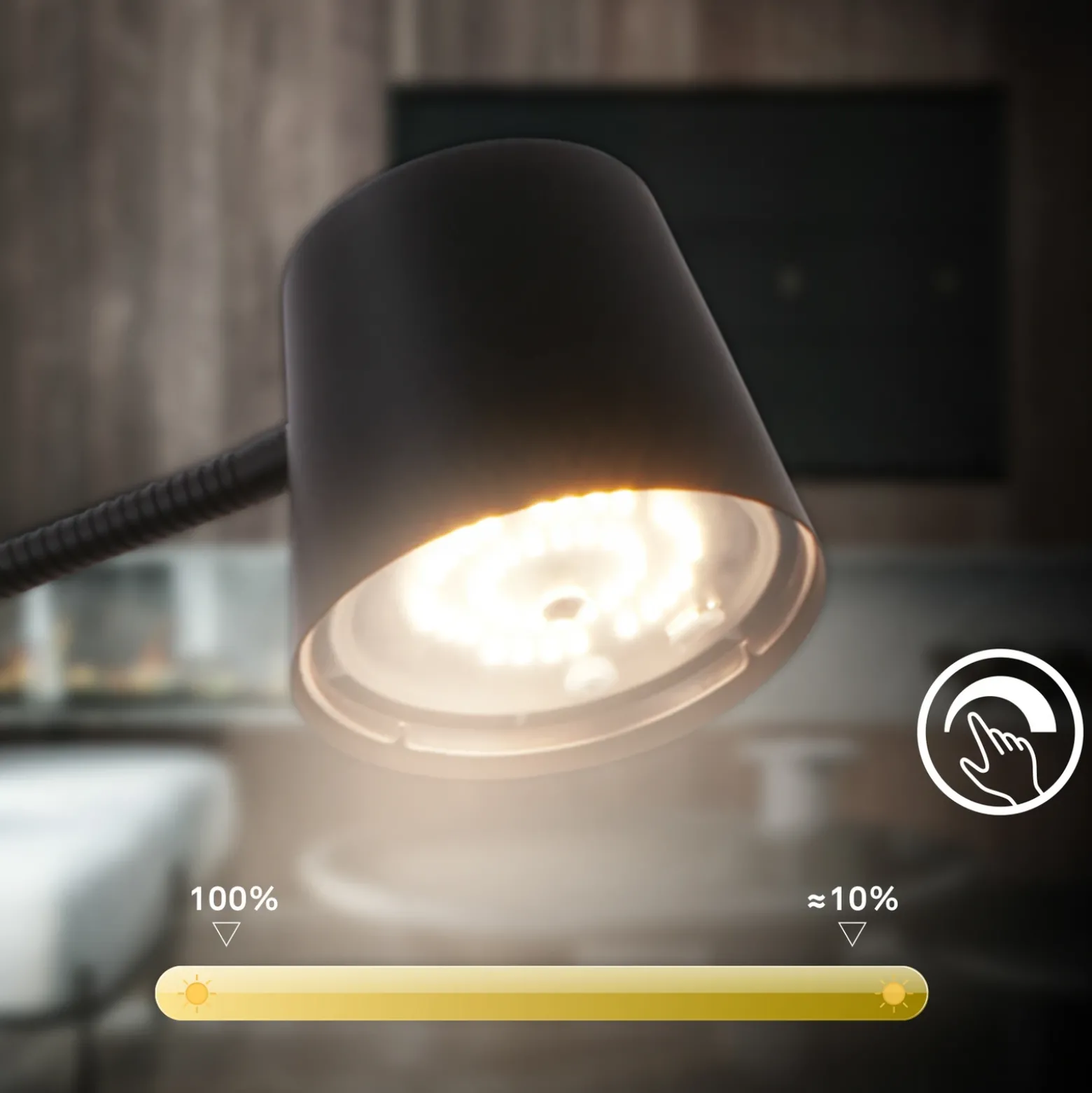 Cielo lámpara de pie LED recargable, negra, regulador táctil, cable USB