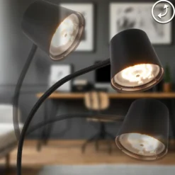Cielo lámpara de pie LED recargable, negra, regulador táctil, cable USB