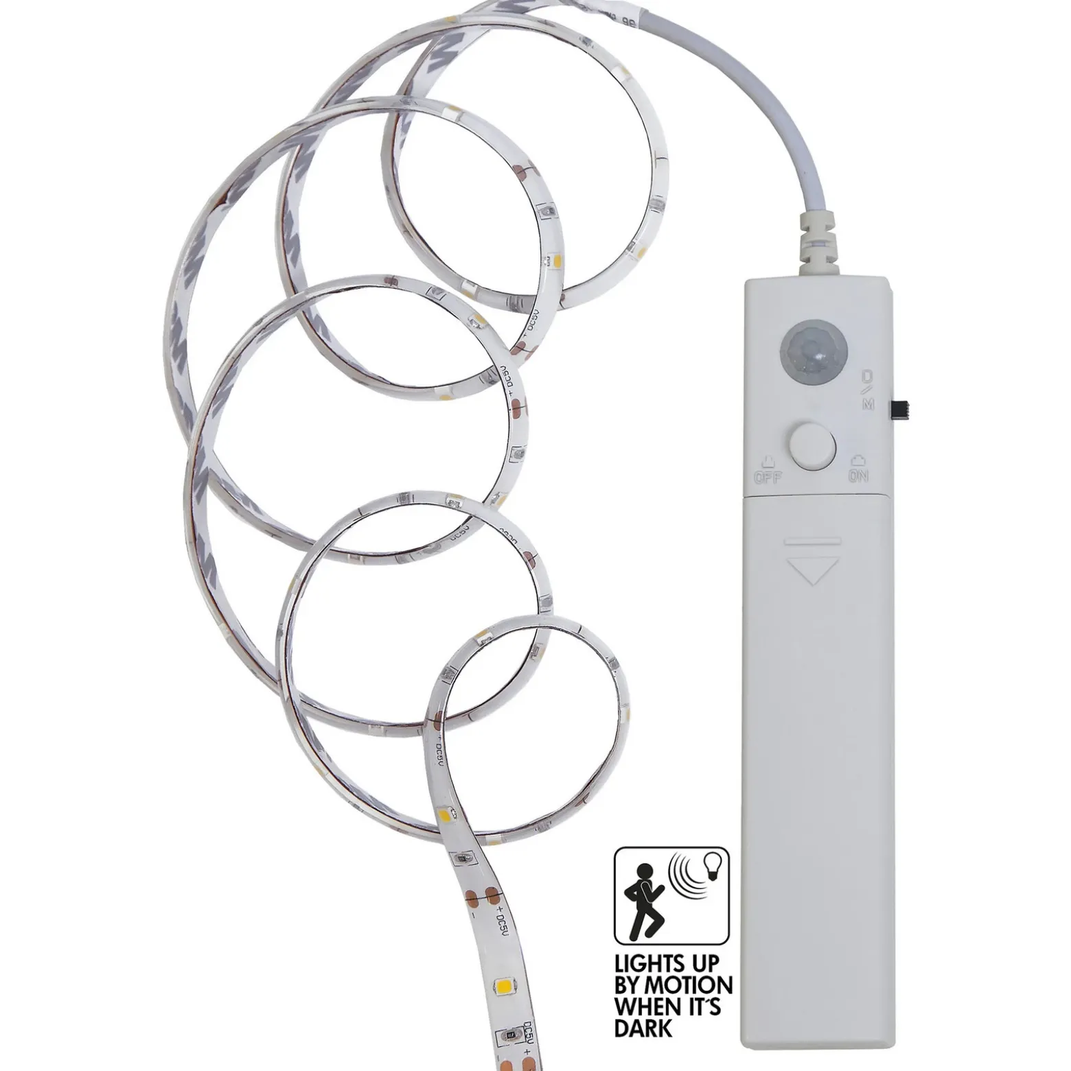 Cinta luminosa LED, sensor de movimiento, pilas