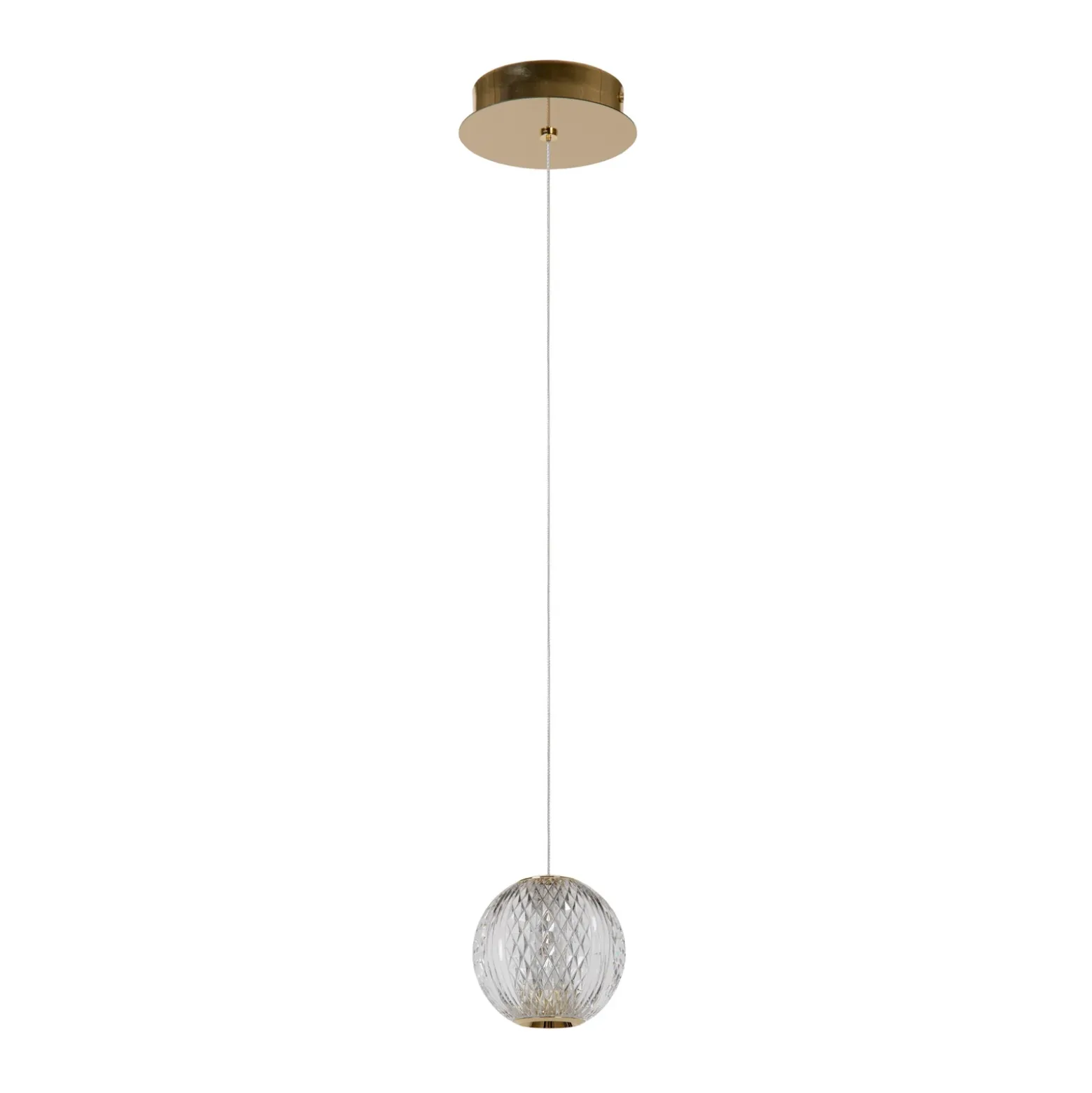 Cintra Lámpara colgante LED, Ø 14 cm, transparente/oro, acrílico