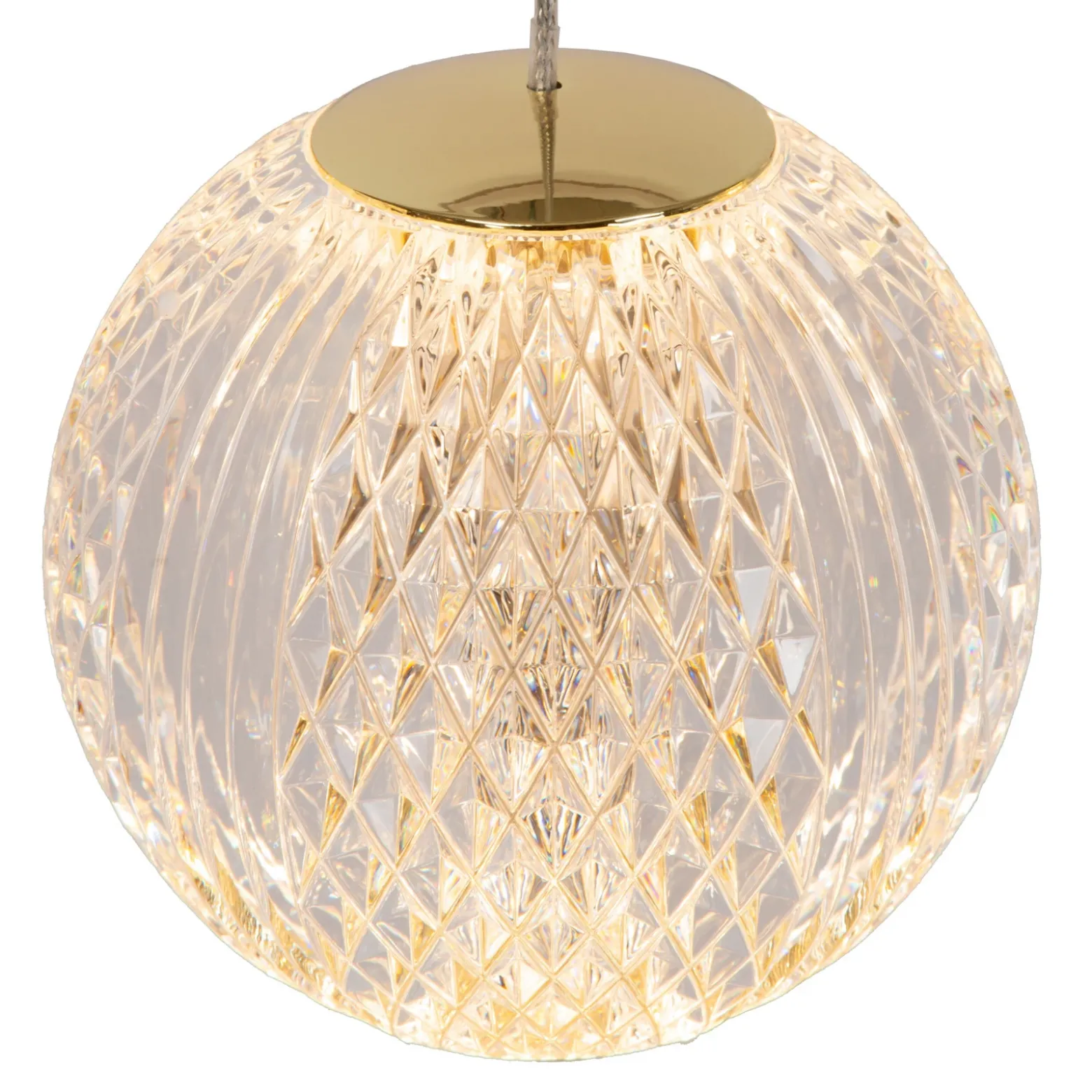 Cintra Lámpara colgante LED, Ø 14 cm, transparente/oro, acrílico