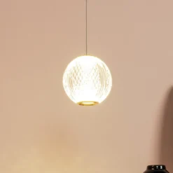Cintra Lámpara colgante LED, Ø 14 cm, transparente/oro, acrílico