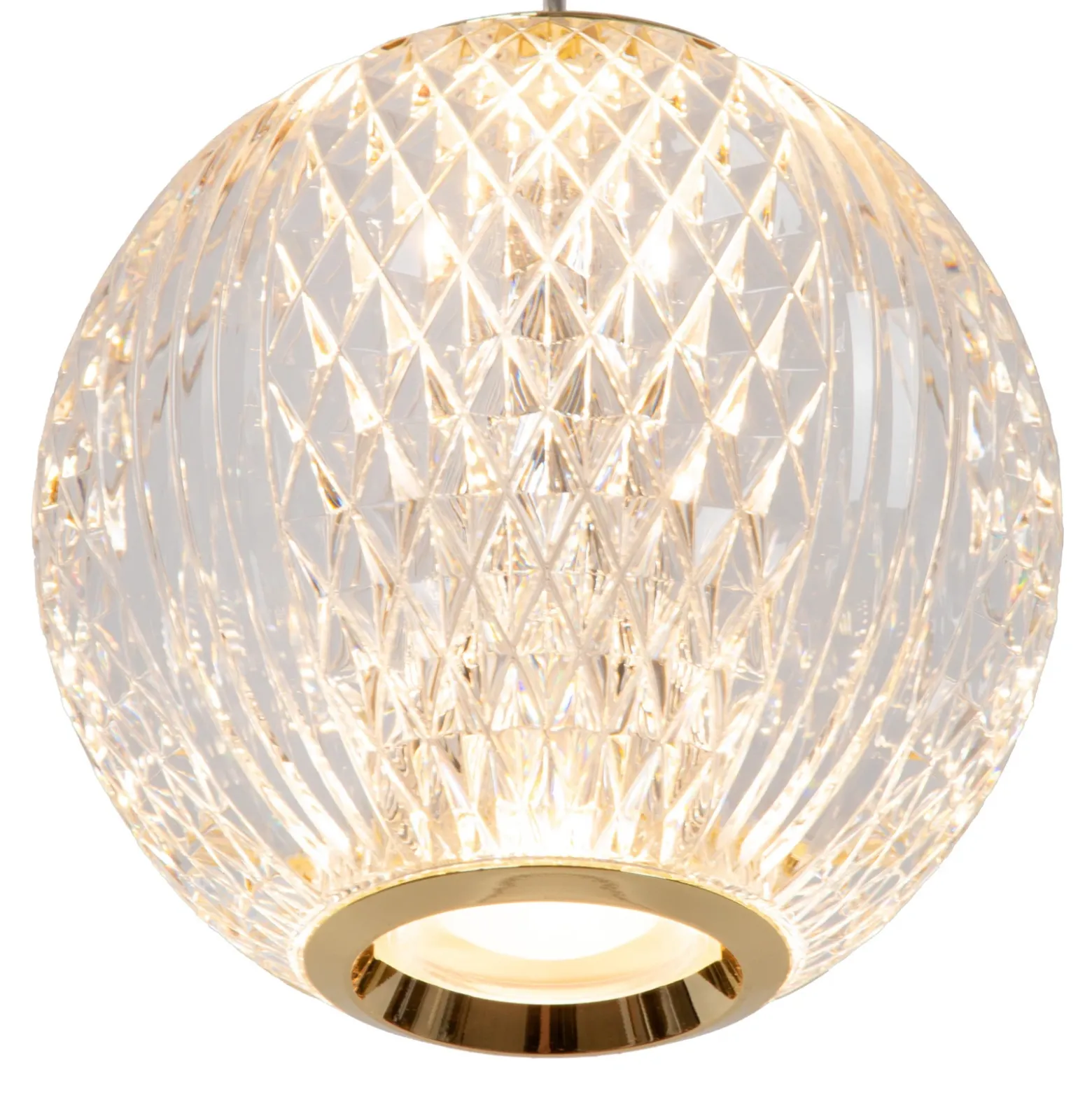 Cintra Lámpara colgante LED, Ø 14 cm, transparente/oro, acrílico