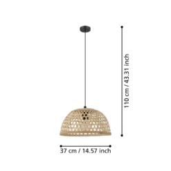 Claverdon lámpara colgante, Ø 37 cm, negro/natural, madera