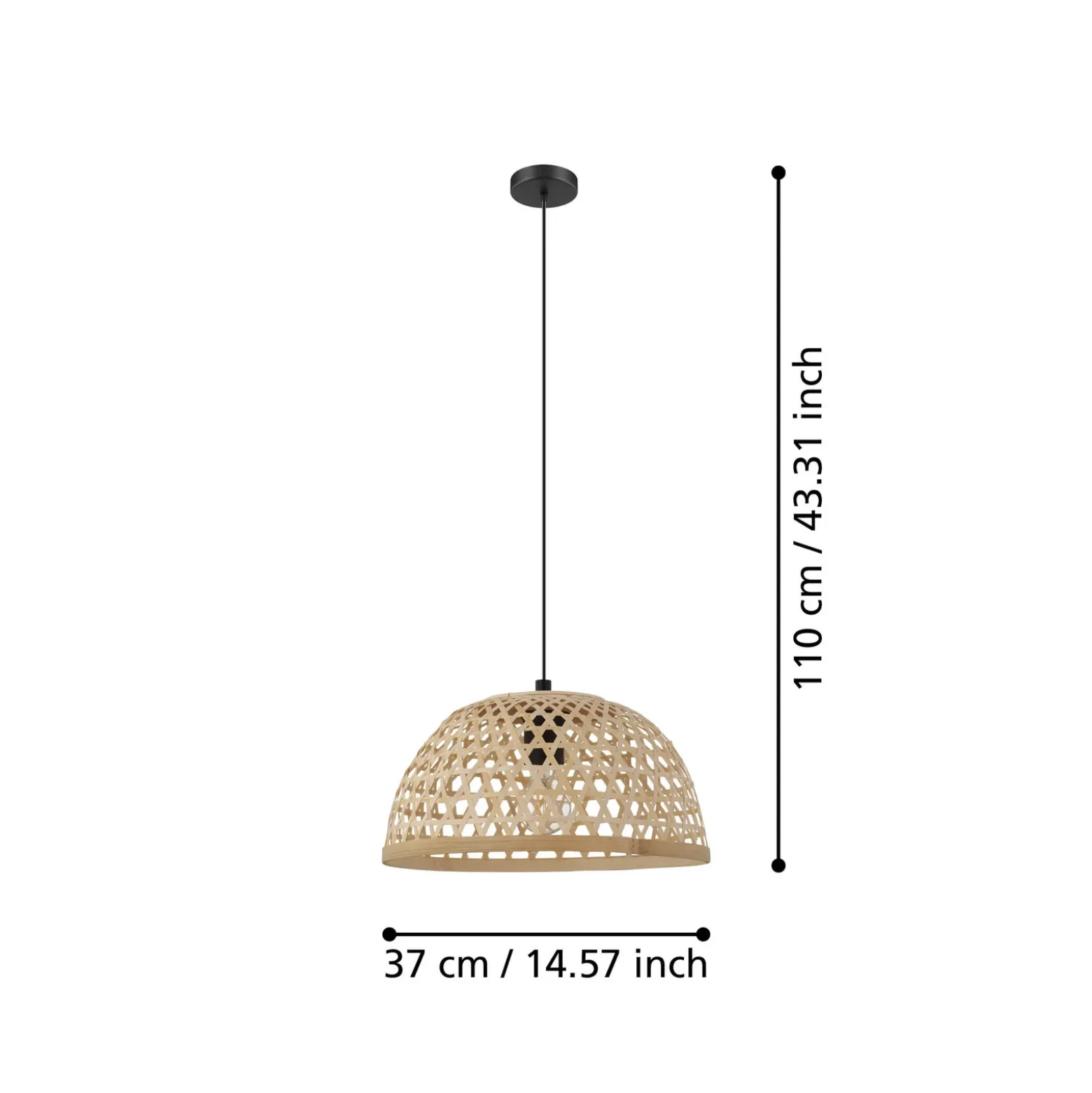 Claverdon lámpara colgante, Ø 37 cm, negro/natural, madera