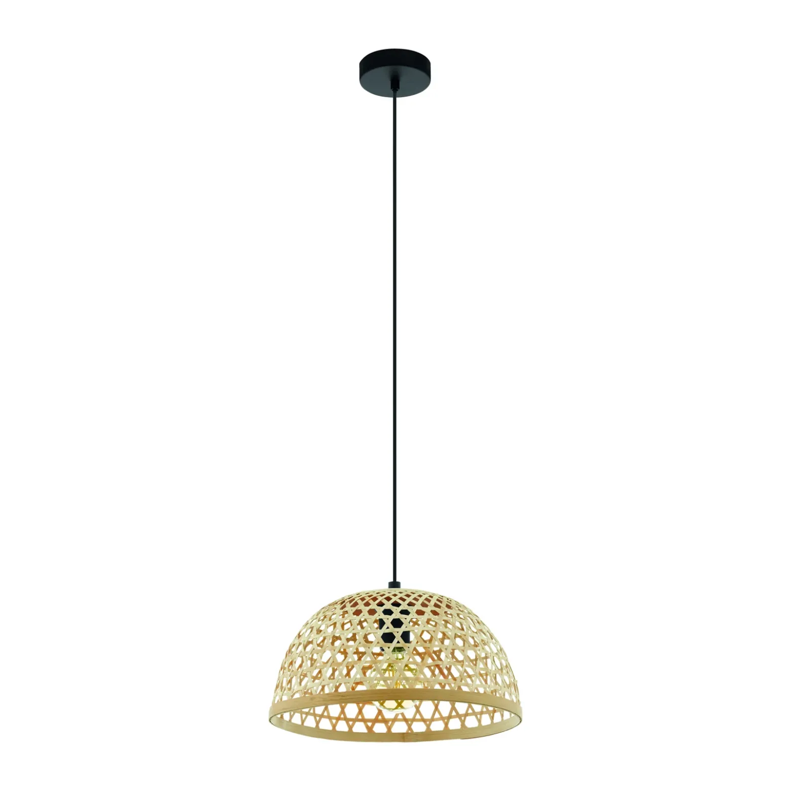Claverdon lámpara colgante, Ø 37 cm, negro/natural, madera