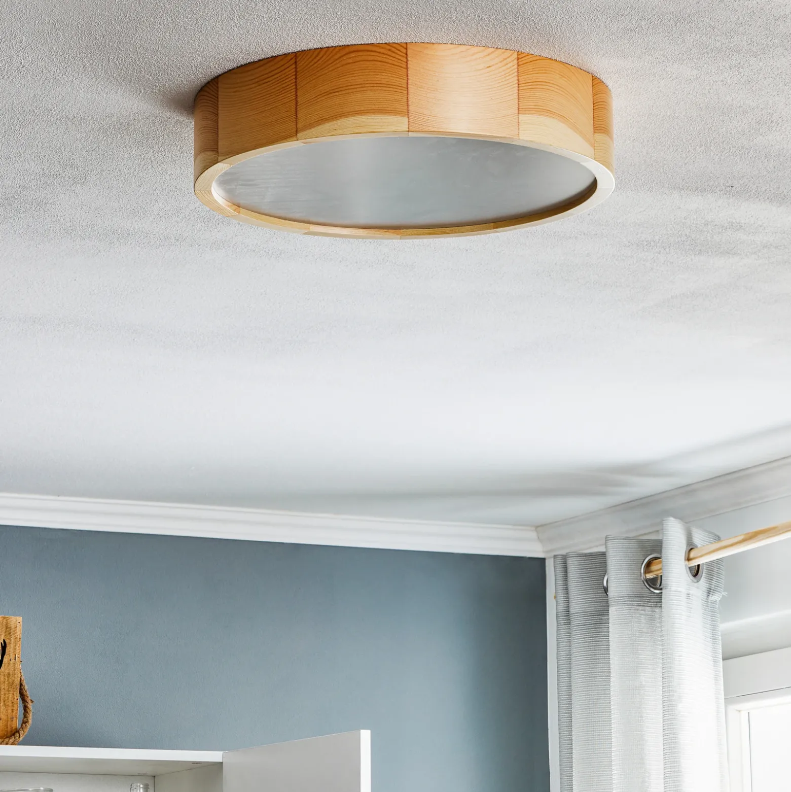 Cleo plafón, Ø 37,5cm, 3 luces, madera de pino, E27