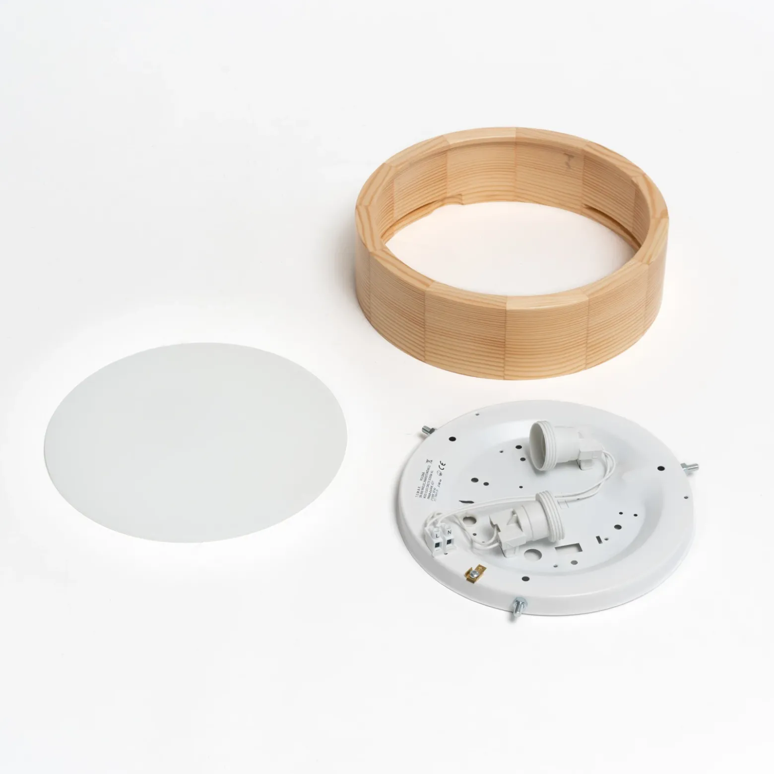Cleo plafón, Ø 27,5cm, 2 luces, madera de pino, E27