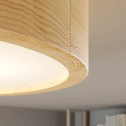 Cleo plafón, Ø 27,5cm, 2 luces, madera de pino, E27