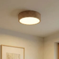 Cleo plafón, Ø 38 cm, 3 luces, madera de roble, E27