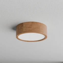 Cleo plafón, Ø 28 cm, 2 luces, madera de roble, E27