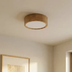 Cleo plafón, Ø 28 cm, 2 luces, madera de roble, E27