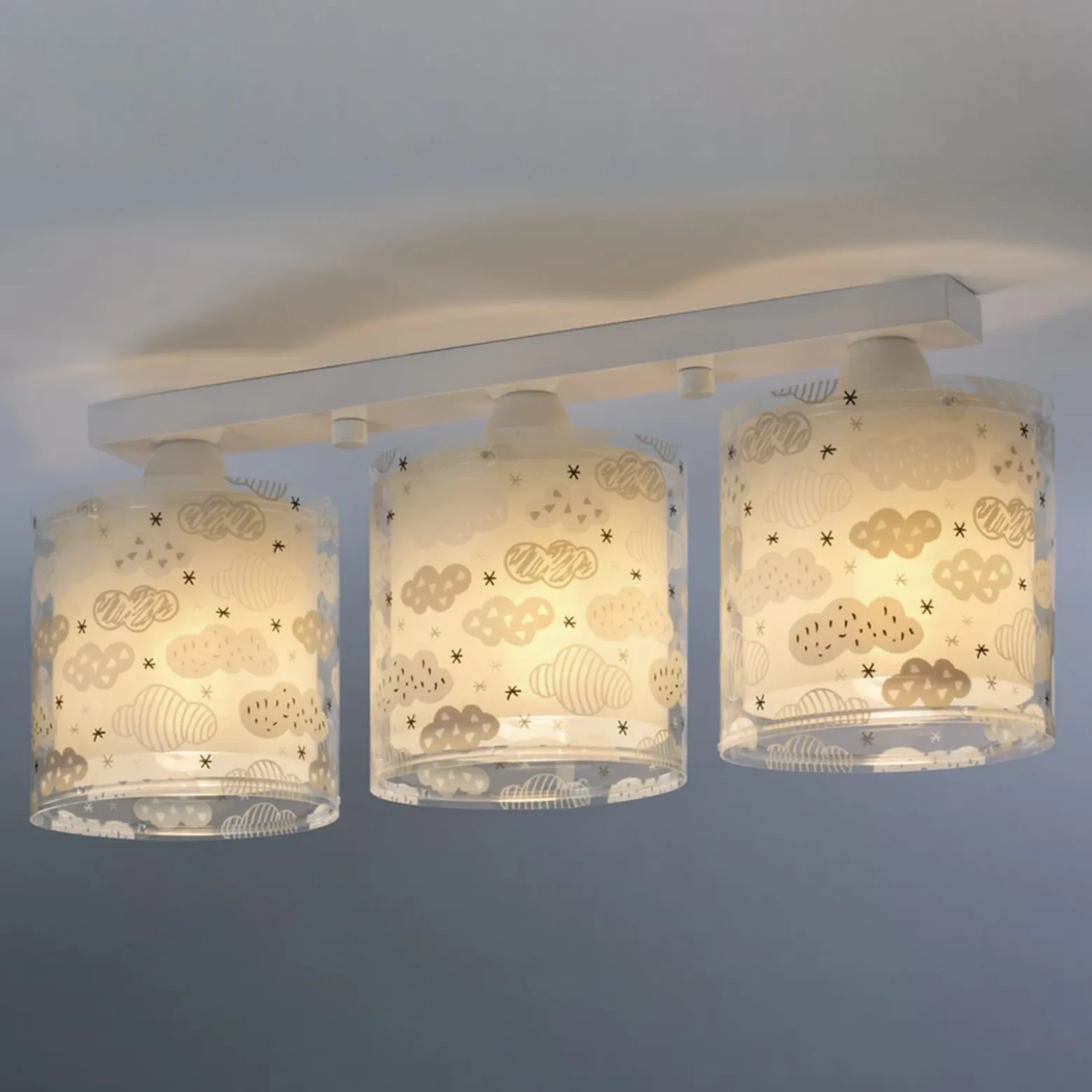 Cloud lámpara de techo para habitación infantil 3 luces gris