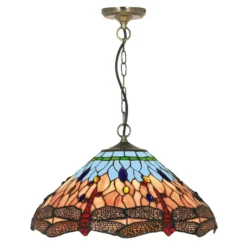Clásica lámpara colgante, estilo Tiffany DRAGONFLY