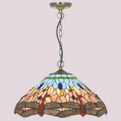 Clásica lámpara colgante, estilo Tiffany DRAGONFLY