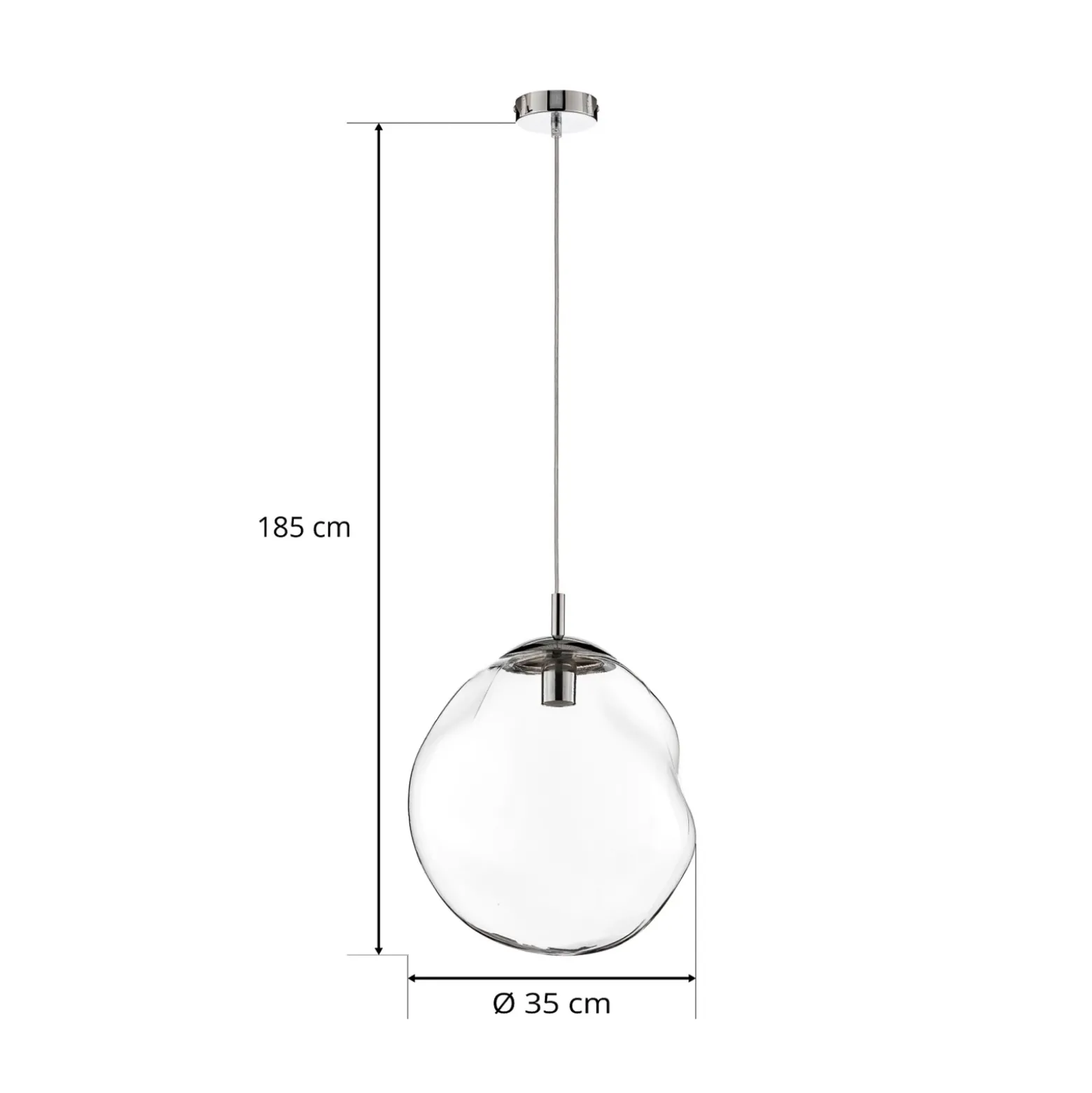 Colgante de vidrio Sol, Ø 35cm, negro/transparente