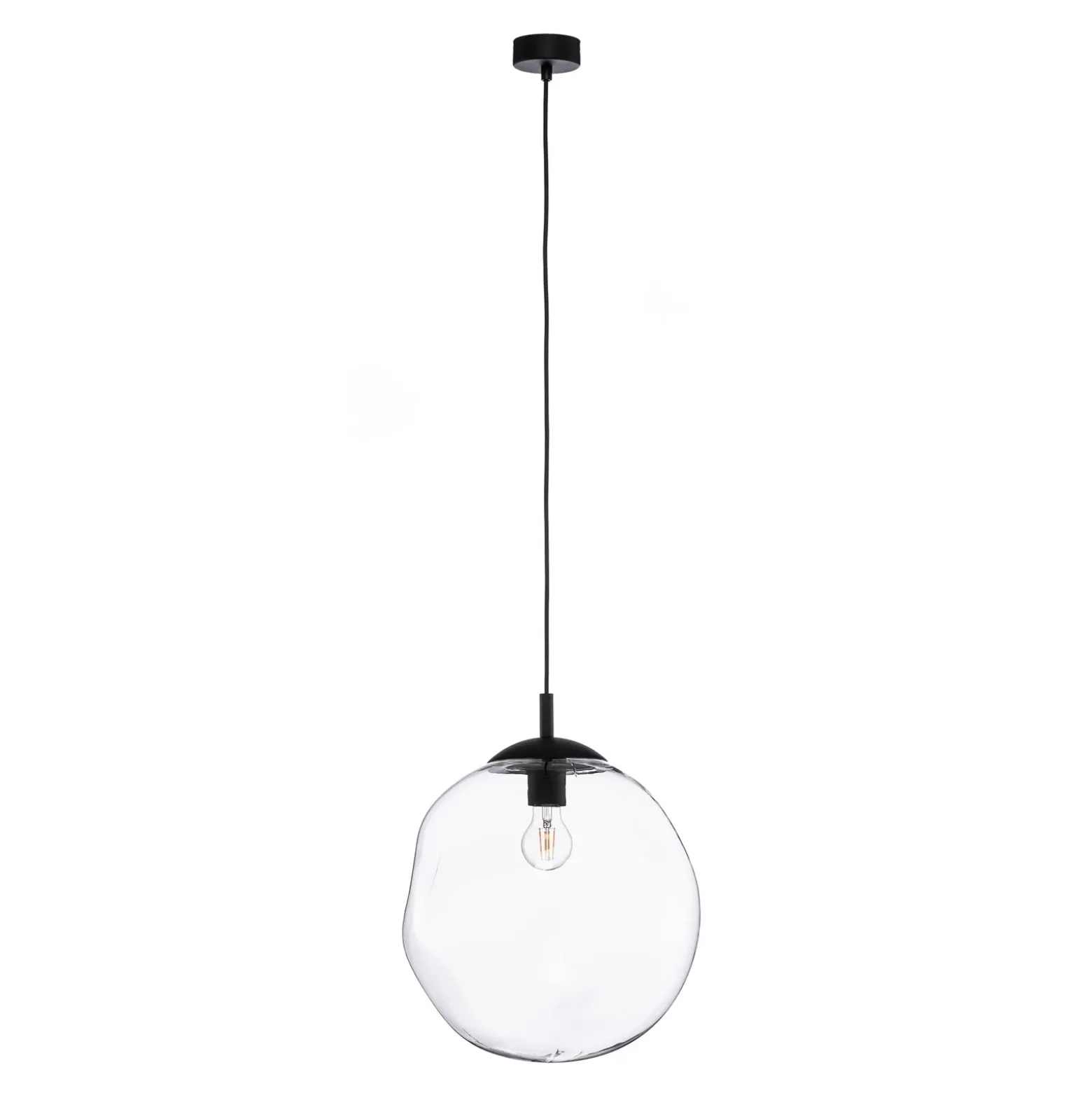 Colgante de vidrio Sol, Ø 35cm, negro/transparente