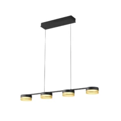 Colgante LED Mesh 4 luces atenuador, negro/oro