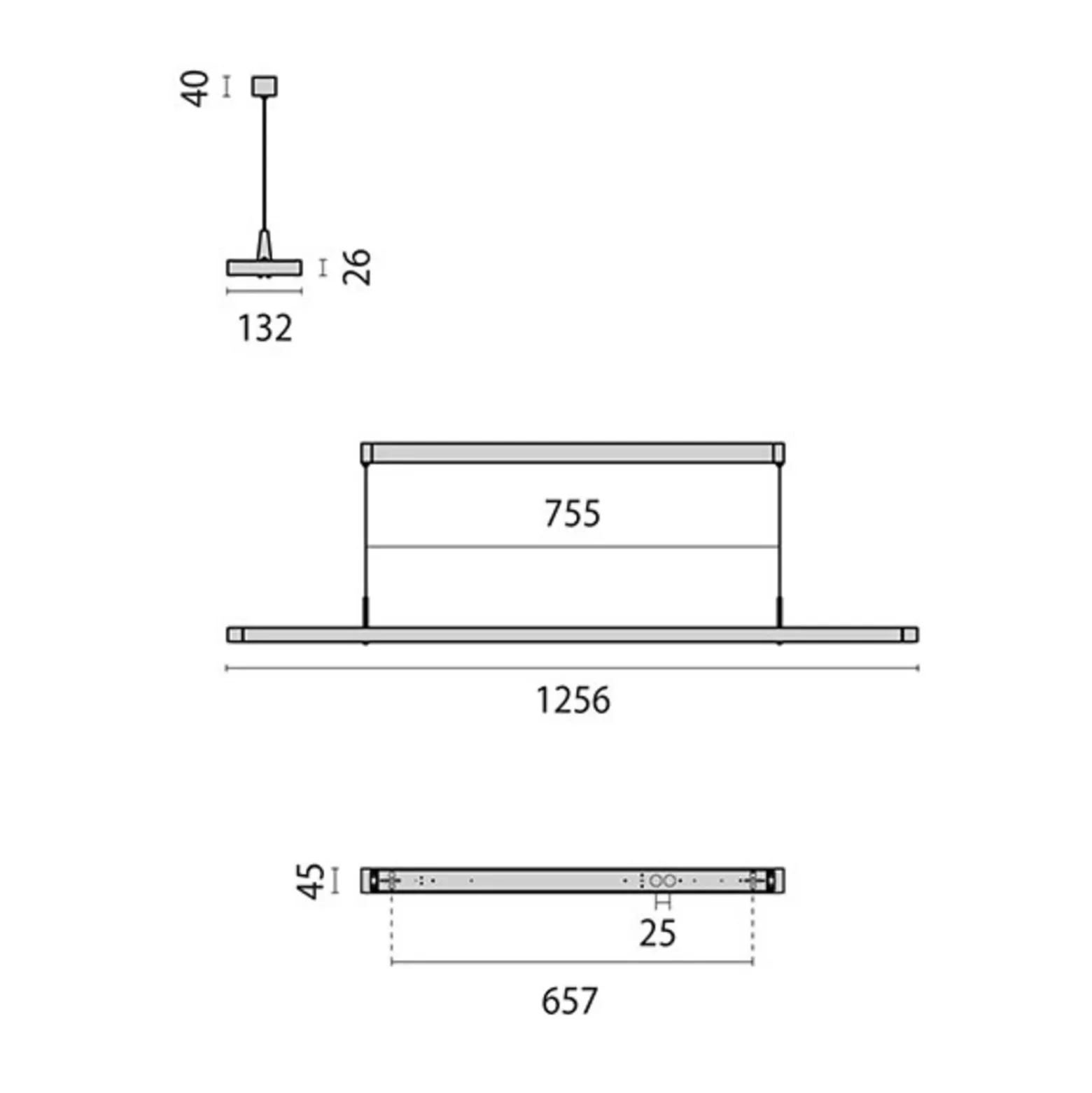 Colgante LED Small Line, sensor, 126 cm, blanco