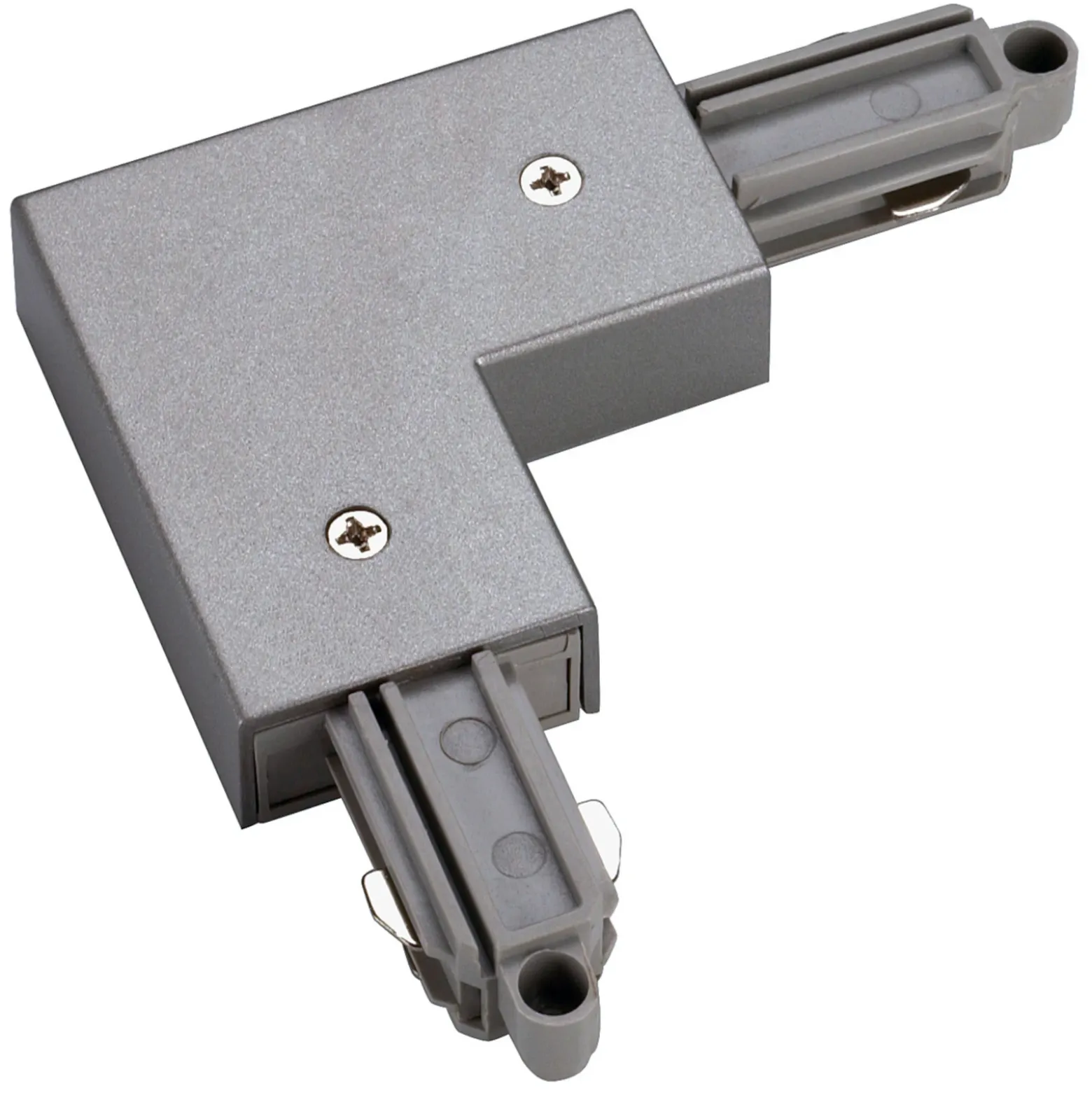 Conector angular SLV para riel monofásico gris plateado
