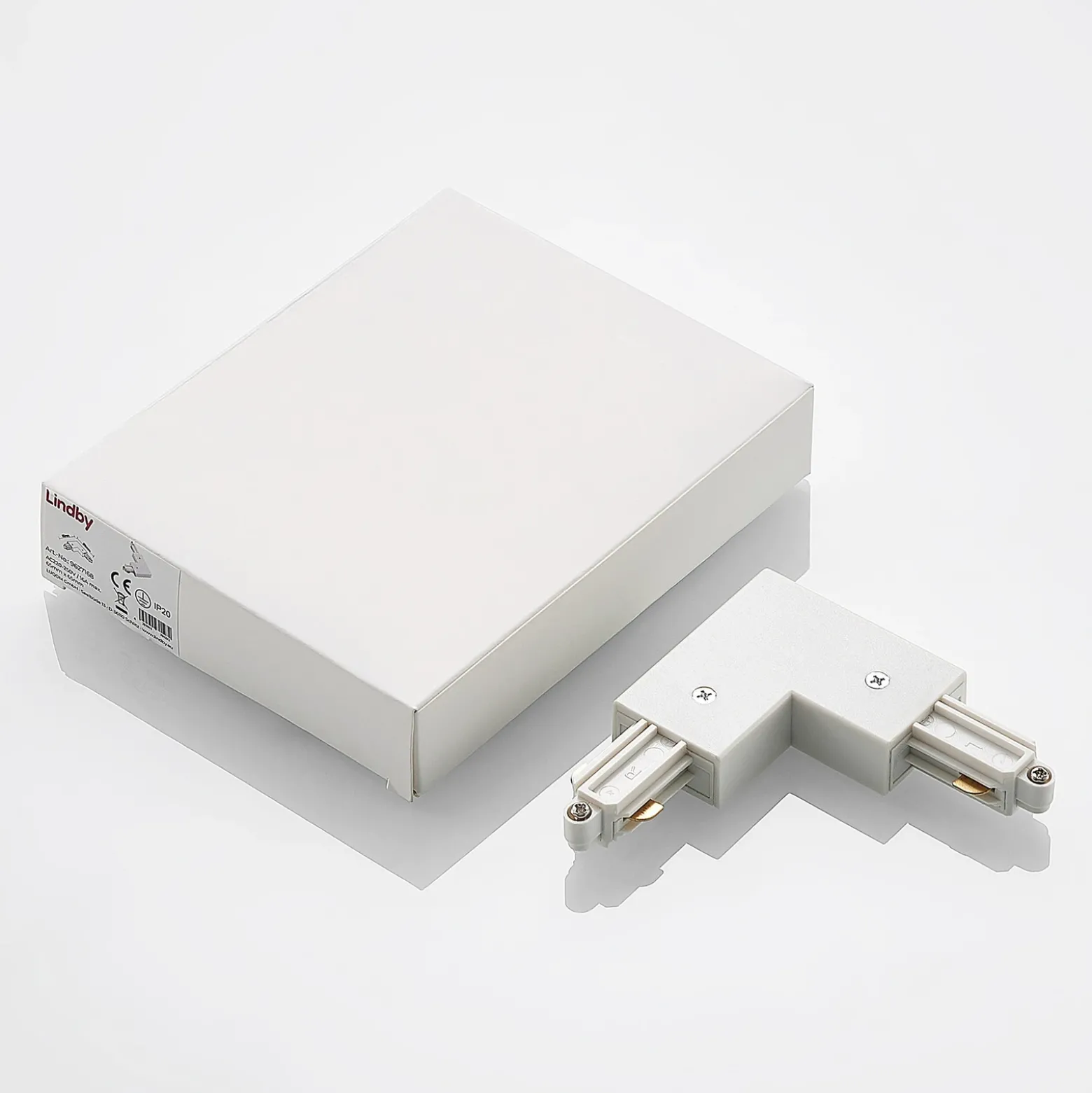 Conector de esquina Lindby Linaro, blanco, sistema de riel monofásico