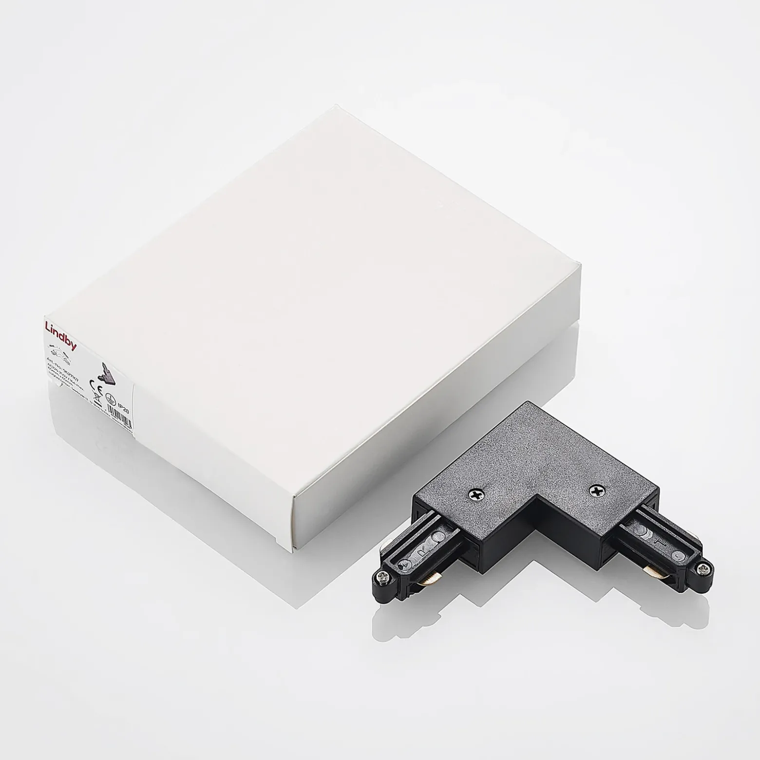 Conector de esquina Lindby Linaro, negro, sistema de riel monofásico