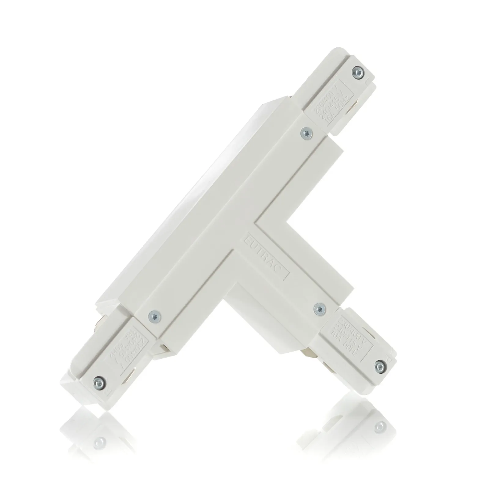 Conector en T de instalación de tierra Innes blanco interior izquierdo