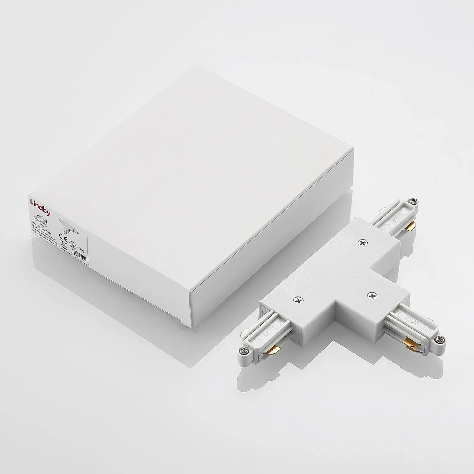 Conector en T Lindby Linaro, blanco, sistema de riel monofásico