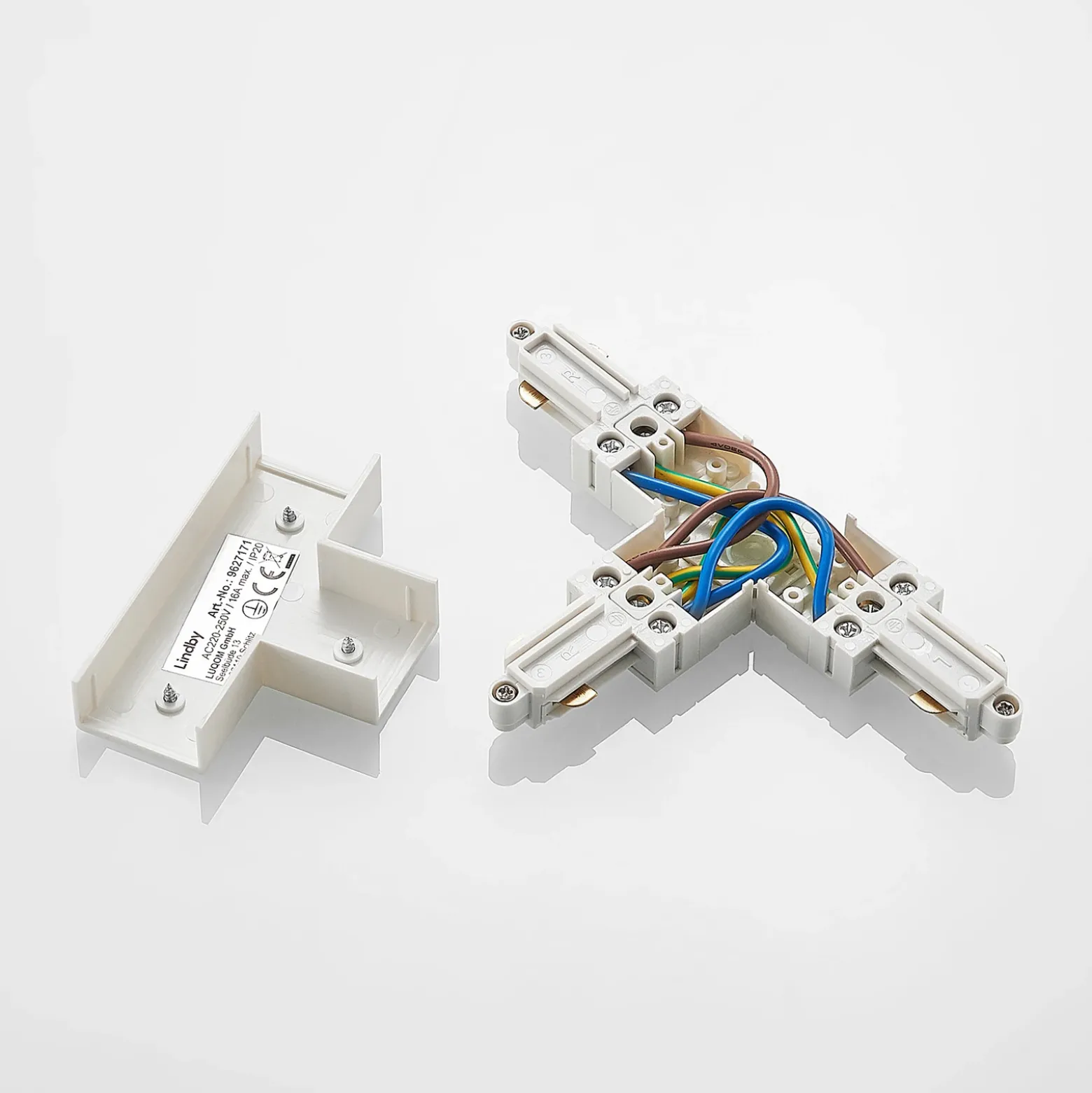 Conector en T Lindby Linaro, blanco, sistema de riel monofásico