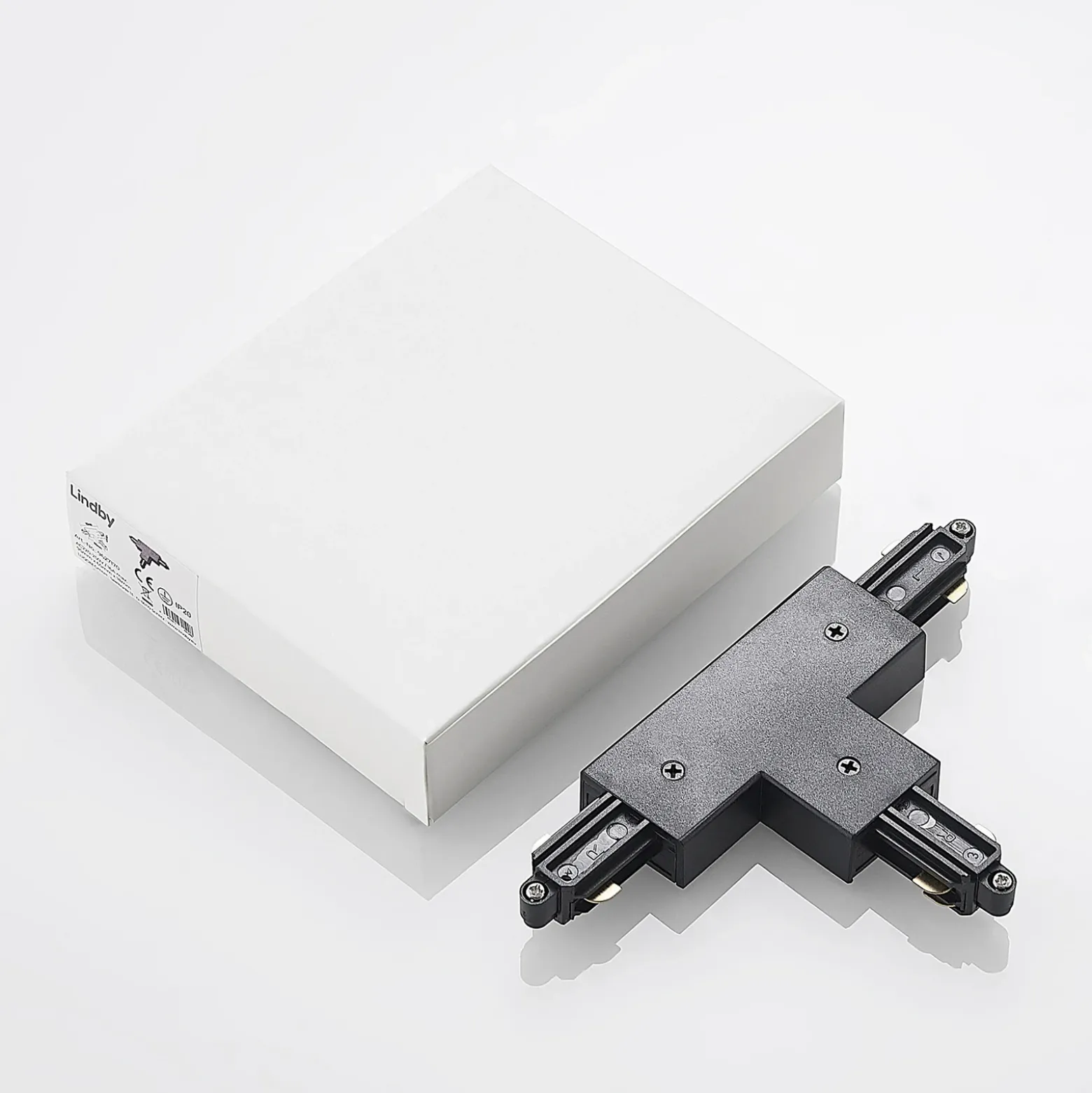 Conector en T Lindby Linaro, negro, sistema de riel monofásico