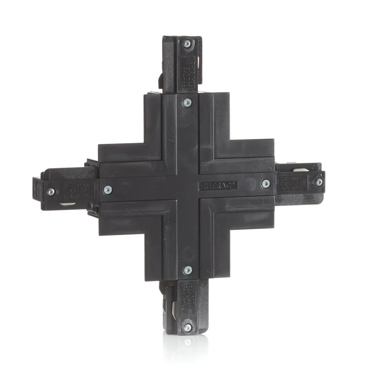 Conector Eutrac X Phase para carril empotrado, negro