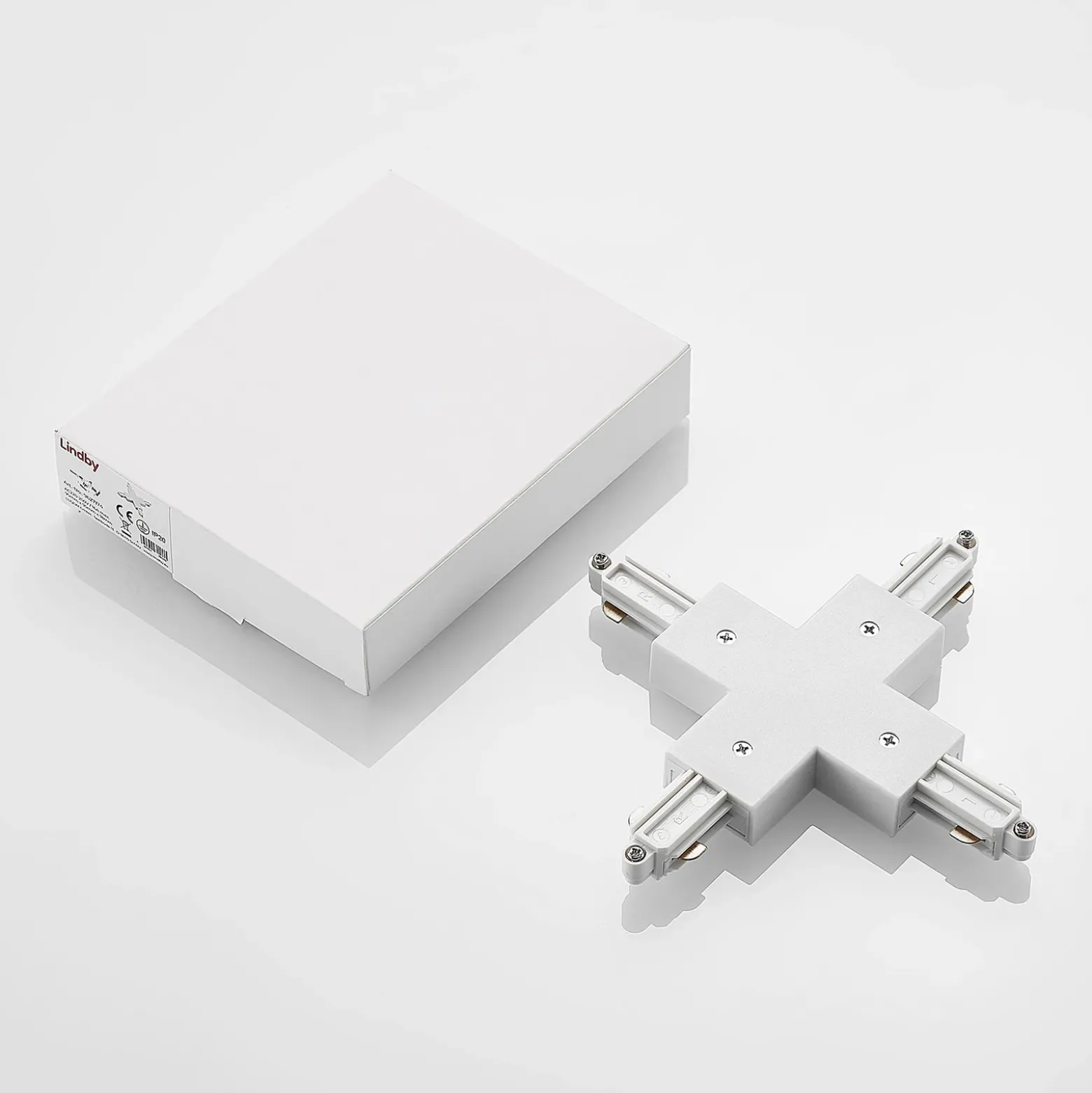 Conector Lindby X Linaro, blanco, sistema de riel monofásico