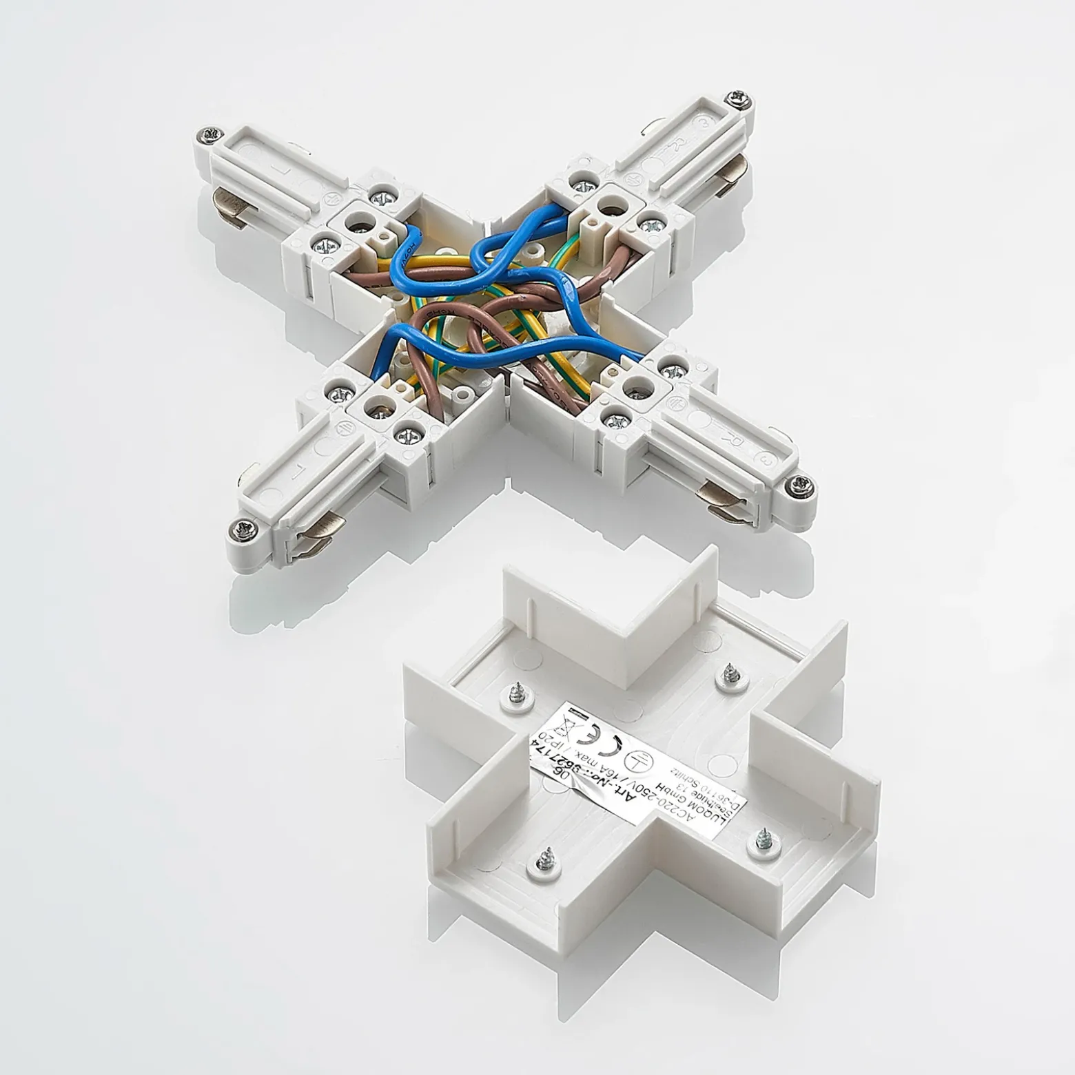 Conector Lindby X Linaro, blanco, sistema de riel monofásico